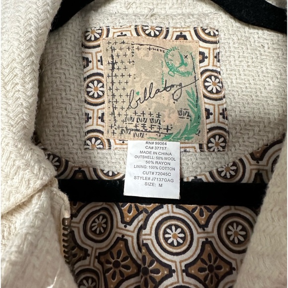 Vintage Billabong Cream Wool Coat - Size Medium - Picture 2 of 10